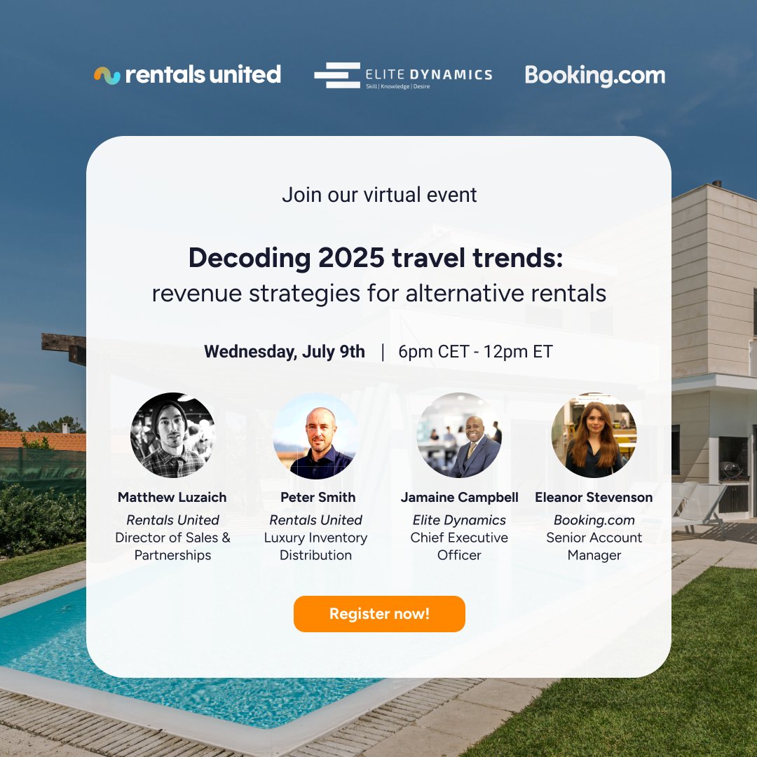 🎯 Are you ready to unlock new revenue potential in 2025?

Join leaders from bit.ly/4ef1iSD, Elite Dynamics, and Rentals United in a free virtual session designed for glamping operators, holiday parks, and unique stays.

👉 Register here: bit.ly/3IauspK