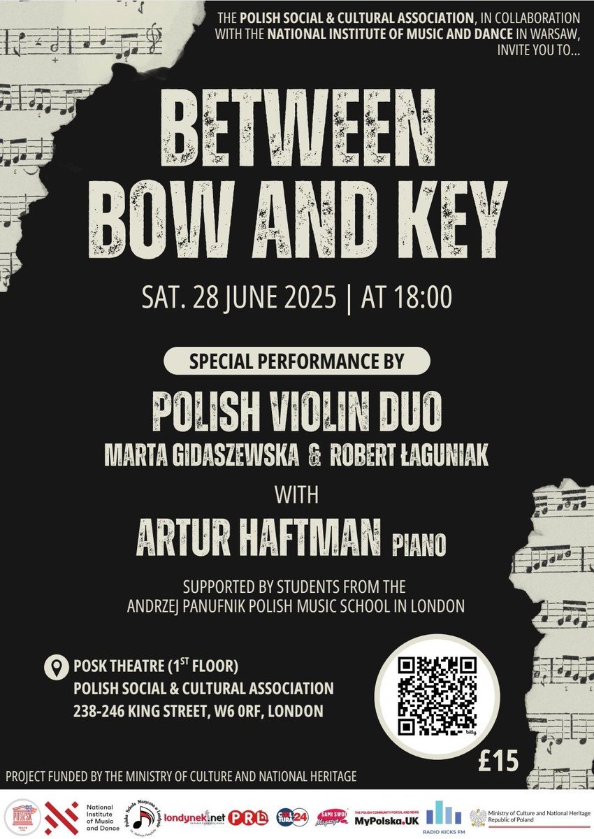 PLInst_London's tweet image. Acclaimed musicians the Polish Violin Duo 🎻🎹 join forces with renowned pianist Artur Haftman for a unique concert at 6pm on Saturday 28th June
🎫 Tickets via Eventbrite: tinyurl.com/bddvace4