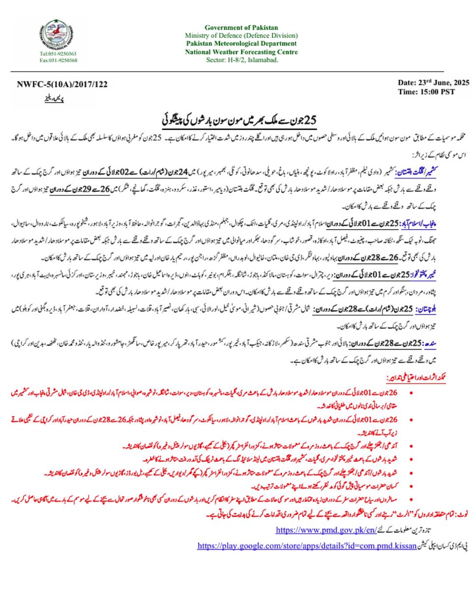 Pak Met Department محکمہ موسمیات (@pmdgov) on Twitter photo 