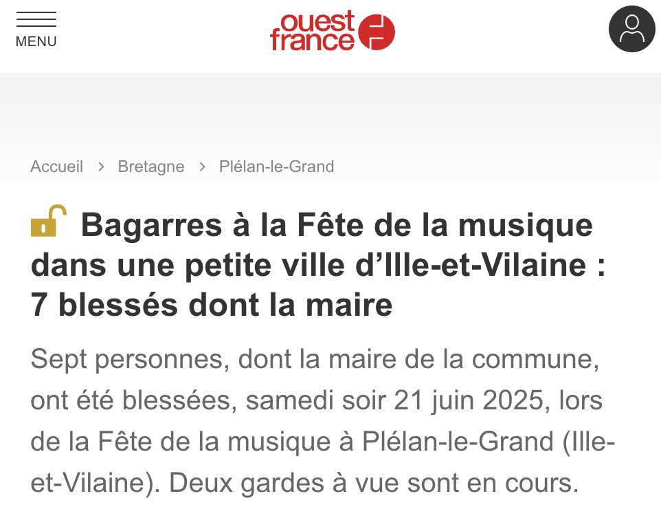 J’apporte tout mon soutien à Murielle Douté-Bouton, maire de Plelan-le-Grand, blessée lors d’une bagarre pendant la Fête de la musique. 

Sur ma circonscription, comme ailleurs en France, je dénonce les actes de violences qui ont eu lieu lors de cet événement festif.