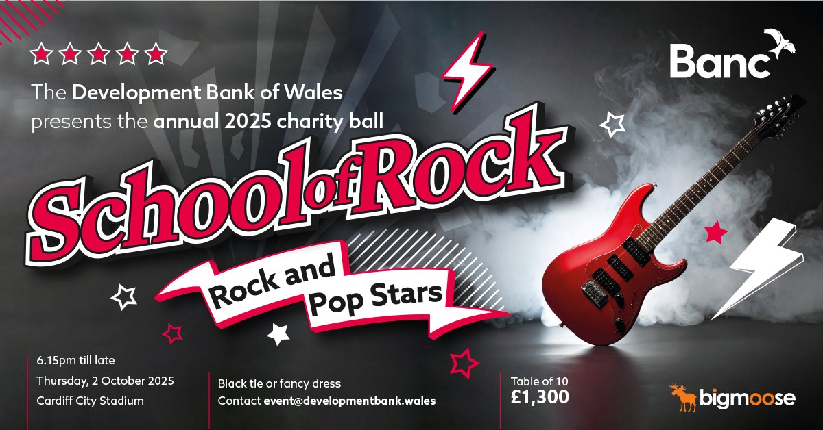 Are you ready to rock?! 🎸🎵

Join us for our annual 2025 Charity Ball in aid of our #Charity of the year, bigmoose 

📅 Thursday 2 October 2025
📍 Cardiff City Stadium
⏰ 6.15pm 'til late

Dust off your leather jackets, channel your inner Bowie or Beyoncé, &amp; party into a night