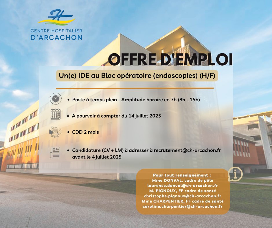 [𝙊𝙁𝙁𝙍𝙀 𝘿'𝙀𝙈𝙋𝙇𝙊𝙄] #OffreEmploi #offreemploi #bassinarcachon #charcachon
