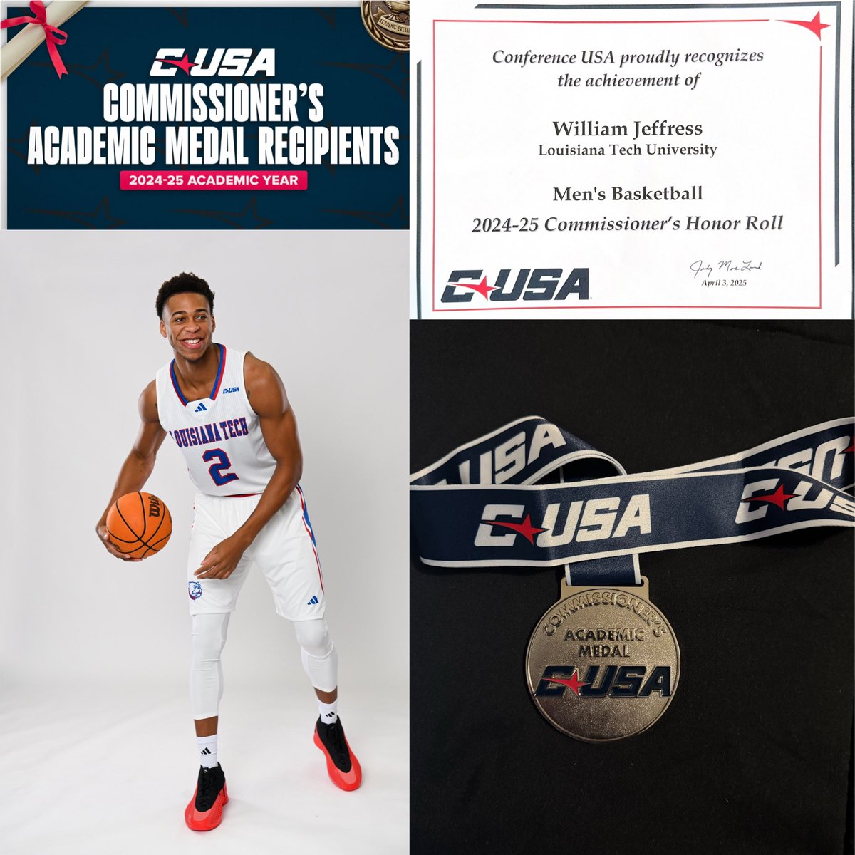 Coach Jeffress (@coachjeffress) on Twitter photo Congratulations <a href="/williamjeffress/">Will Jeffress</a> for being recognized by Conference USA for your academic achievement by making the Commissioner’s Honor Roll for 2024-25🎓🏀 Congratulations <a href="/williamjeffress/">Will Jeffress</a> for being recognized by Conference USA for your academic achievement by making the Commissioner’s Honor Roll for 2024-25🎓🏀