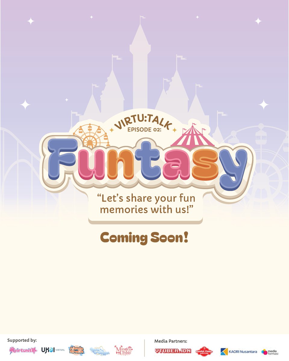 Virtunite_IDN (@virtunite_idn) on Twitter photo Halo guys! VIRTU:TALK akan kembali dengan Episode ke-2 nya dengan Judul :
Funtasy "Let's Share your fun memories with us!"
In Collaboration with <a href="/ukoivirtual/">UKOI Virtual</a> <a href="/AllenNirvellia/">Allencia Nirvellia⊹࣪˖ 🫧 || TREASURE BOX OUT 🏴☠️</a> <a href="/LuciaSeraphinaa/">Lucia Seraphina ✨🔭</a> <a href="/minoruchise/">Minoru Chise</a>
Detail akan diumumkan dalam waktu dekat, cek update-nya di Sosial Media Halo guys! VIRTU:TALK akan kembali dengan Episode ke-2 nya dengan Judul :
Funtasy "Let's Share your fun memories with us!"
In Collaboration with <a href="/ukoivirtual/">UKOI Virtual</a> <a href="/AllenNirvellia/">Allencia Nirvellia⊹࣪˖ 🫧 || TREASURE BOX OUT 🏴☠️</a> <a href="/LuciaSeraphinaa/">Lucia Seraphina ✨🔭</a> <a href="/minoruchise/">Minoru Chise</a>
Detail akan diumumkan dalam waktu dekat, cek update-nya di Sosial Media