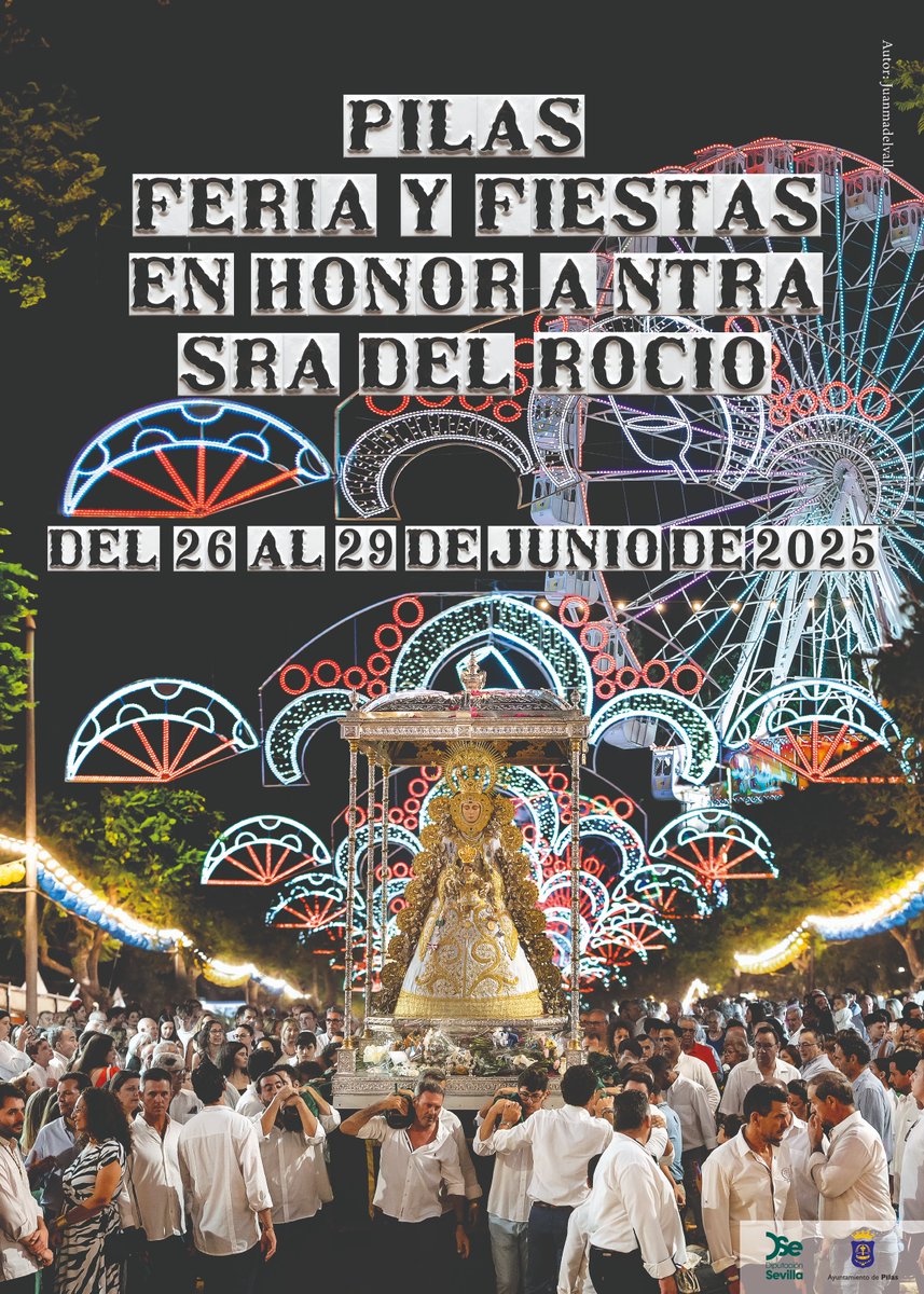 #Cultura #Pilas | 🎡 Ya se encuentra disponible en la página web municipal la información más completa de la 𝐅𝐞𝐫𝐢𝐚 𝐲 𝐅𝐢𝐞𝐬𝐭𝐚𝐬 𝐞𝐧 𝐇𝐨𝐧𝐨𝐫 𝐚 𝐍𝐭𝐫𝐚. 𝐒𝐫𝐚. 𝐝𝐞𝐥 𝐑𝐨𝐜𝐢́𝐨 𝟐𝟎𝟐𝟓.
pilas.es/es/actualidad/…