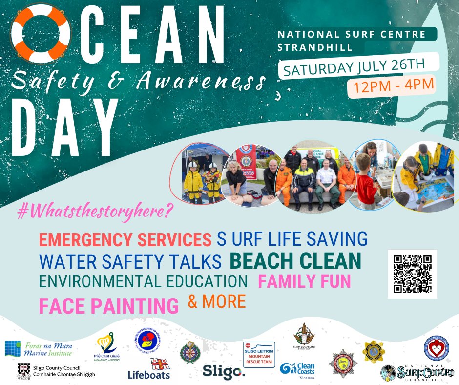🌊 Ocean Safety &amp; Awareness Day
📍 Strandhill Surf Centre
📅 Sat, 26 July | 🕛 12–4 PM
🎟️ FREE
Live water safety talks &amp; demos 🛥️
Beach cleanup 🧹
Marine life 🐠
Face painting 🎨

#Whatsthestoryhere OceanSafetyDay #BeachSafety #SligoCoast #FamilyFun