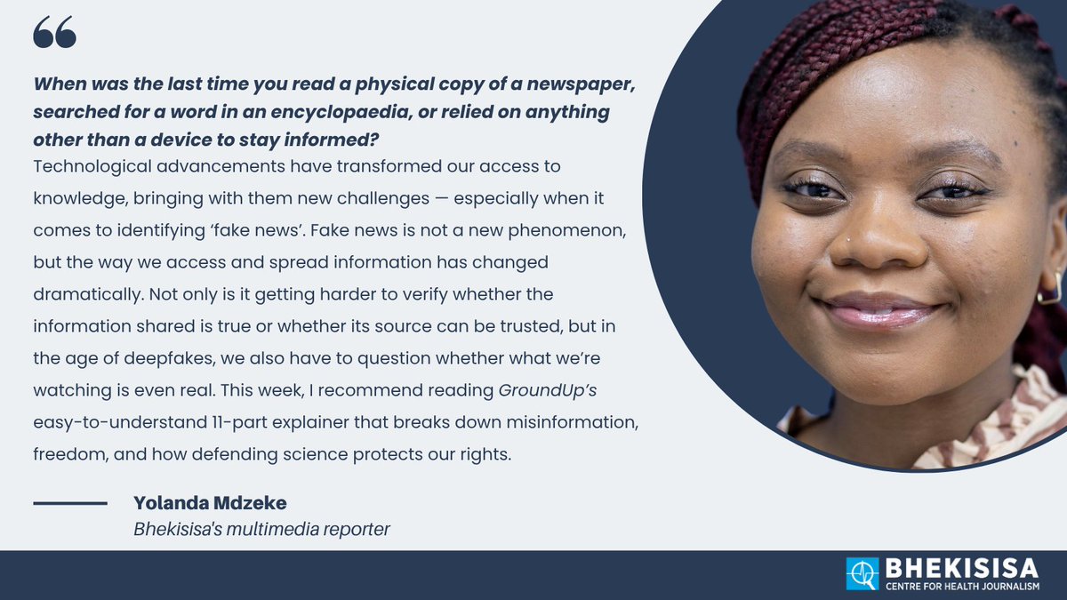 “It has become nearly impossible to consistently differentiate between what is true or false… . We argue that to be informed should be a human right.” 

Read <a href="/yolandamdzeke/">Yolanda Mdzeke</a>’s pick, from <a href="/GroundUp_News/">GroundUp</a>, for today’s #BhekisisaInYourInbox. 

mailchi.mp/bhekisisa.org/…
