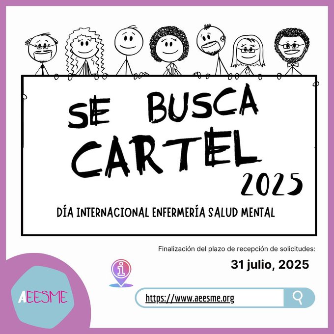 🎨 <a href="/_AEESME/">AEESME</a> convoca concurso para la creación de un cartel publicitario con motivo del Día Internacional de la Enfermería de Salud Mental, que se celebra el 1 de septiembre

📅 Presentación de trabajos hasta el 31 de julio

👉 Bases aquí:

aeesme.org/wp-content/upl…