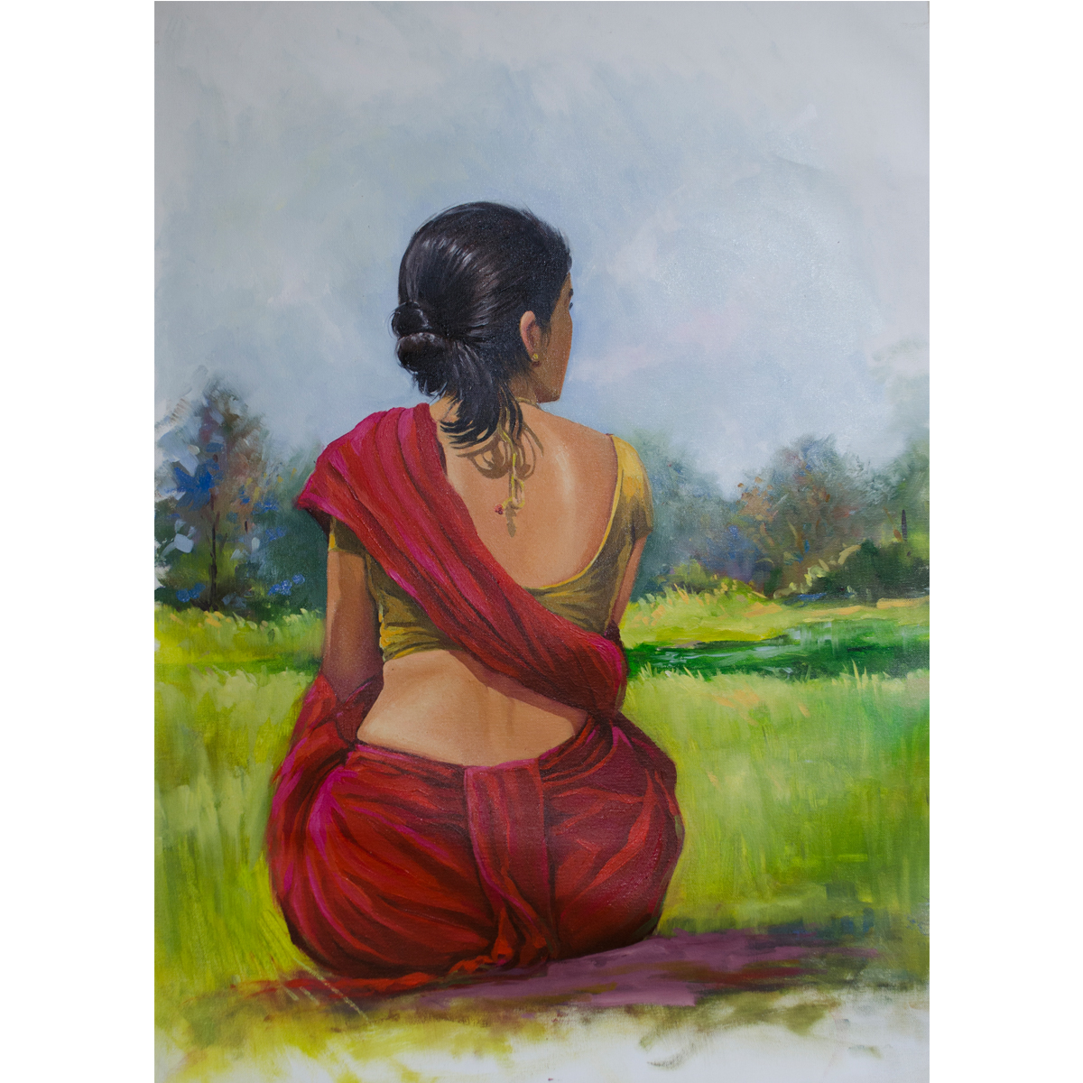 A moment of peace — a lady rests in the field, breathing in the calm after a day of hard work and cultivation.
#Art #Artist #Colours #CanvasPainting #PaintingForSale #HandPainting #ContemporaryArt #AbstractPaintings #ModernPaintings #AcrylicPaintings #FigurativePainting