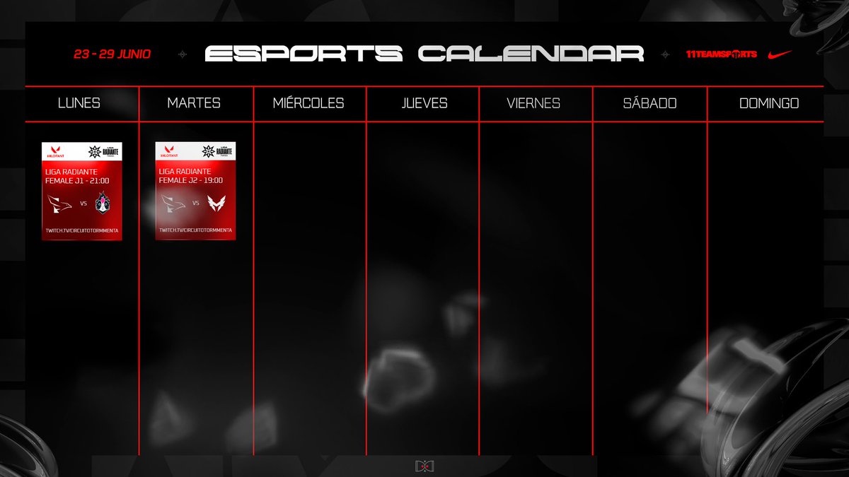 📆 CALENDARIO DE LOS PARTIDOS DE ESTA SEMANA. 

Vuelve la Liga Radiante Female con doble jornada, hoy tendremos la primera. 

#AlzamosElVuelo