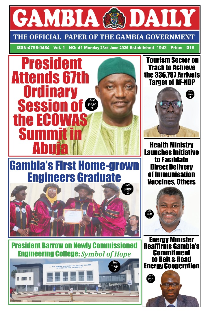 Dois_GMB's tweet photo. Good morning #Gambia 

Here is the Monday Edition, Front Page of Gambia Daily. Gambia Daily is the Official Newspaper of The Gambia Government. https://t.co/E0YDITKTKE
