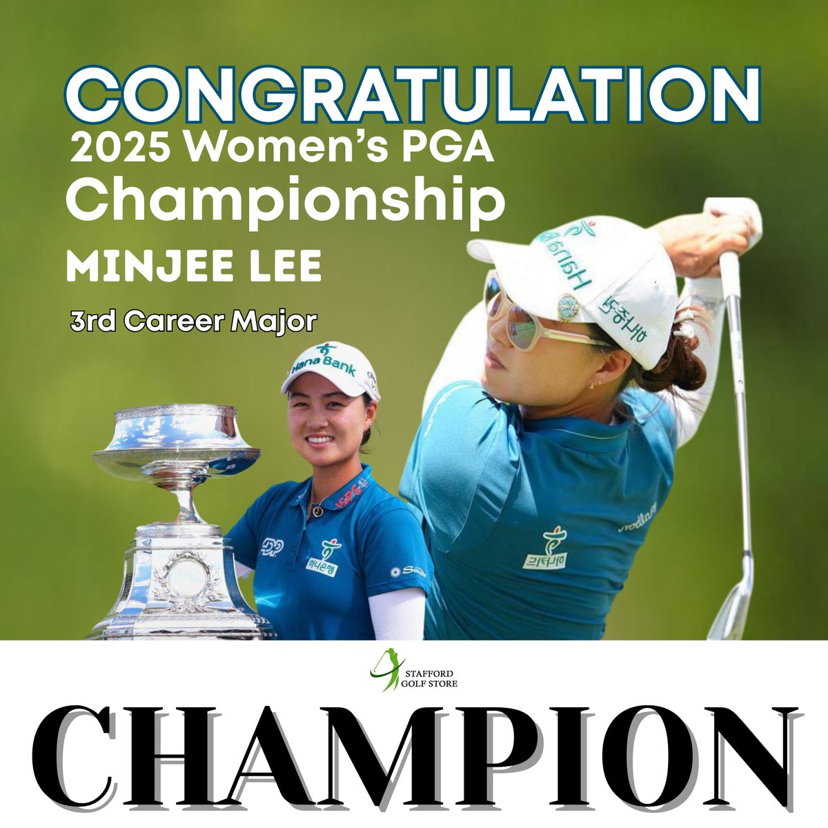 StaffordGolfStr's tweet image. Minjee Lee WINS! 🏆
She’s your 2025 Women’s PGA Champion — her third career major! 🔥
Legend. Aussie. Champion. 🇦🇺
#MinjeeLee #WomensPGA #GolfLegend #GolfNews