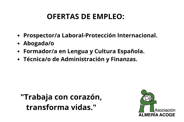 almeriaacoge's tweet photo. 📢 ¿Te gustaría trabajar en el Tercer Sector? ¡Síguenos en Redes Sociales!
En @almeriaacoge lanzamos 4 ofertas de empleo para personas con compromiso social 👇
🧭 Prospector/a laboral
⚖️ Abogado/a
📚 Formador/a de lengua
📊 Técnico/a administración https://t.co/xPCb6MpCOu