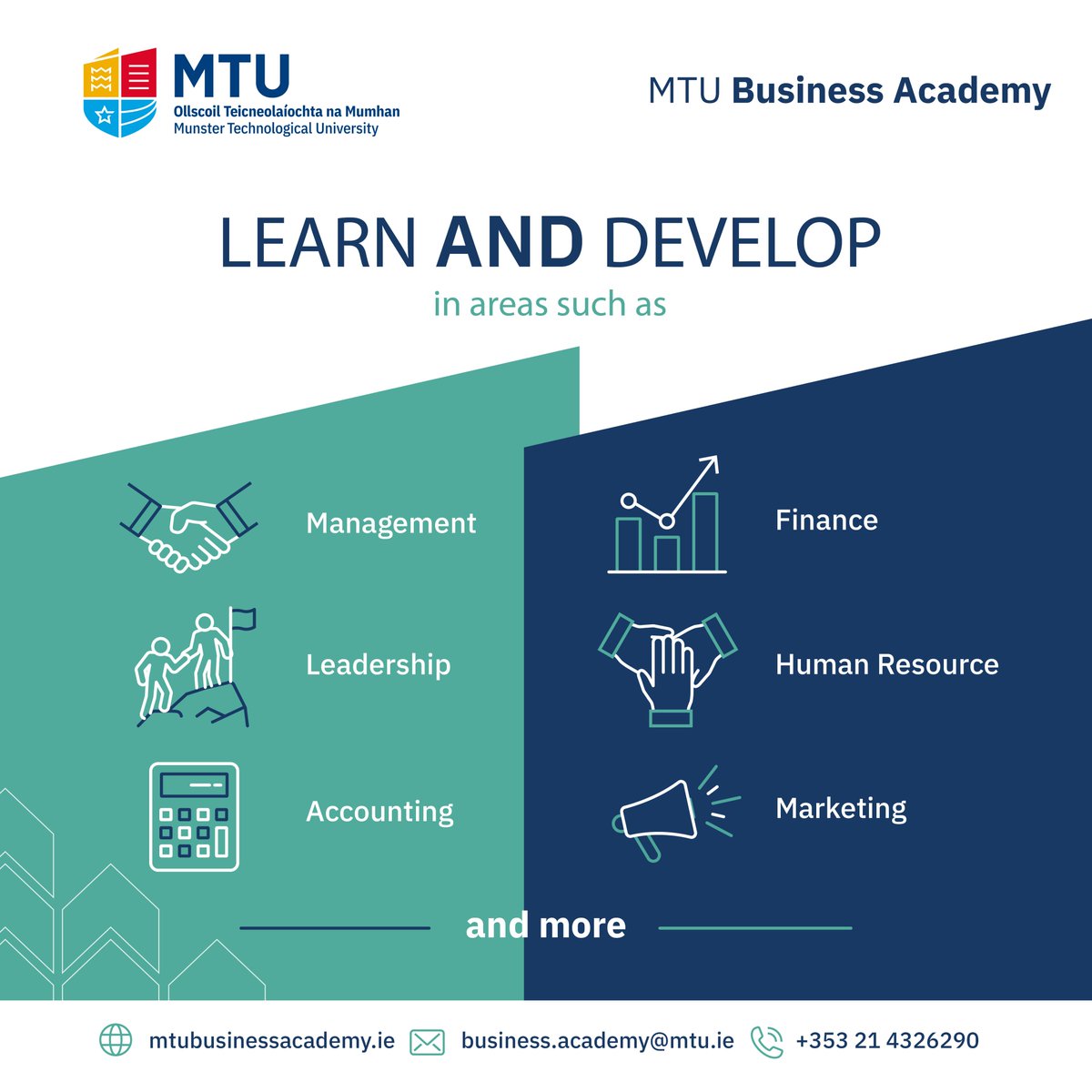 Future-proof your career with MTU Business Academy. We offer flexible, accredited programmes across management, marketing, and more. 

Learn more about our programmes via the link below!

👉 mtubusinessacademy.ie

#MTUBusinessAcademy #MTUCourses