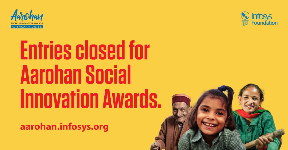 Thank you for applying for #AarohanAwards. The entries for 2025 edition are officially closed. Applicants can track the status of their entry through aarohan.infosys.org.

#InfosysFoundation