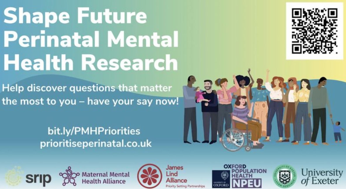 HeatherWillis18's tweet image. We're having fantastic response! Are you from the UK? Are you someone with lived experience, a family member, clinician or policy maker? Help shape the future of perinatal mental health research. Click on the link here: prioritiseperinatal.co.uk