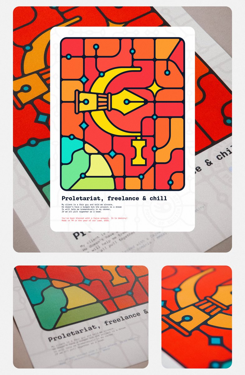 cajvaman's tweet image. Proletariat, freelance & chill
This series of 12 posters reflects the life of a graphic designer, touching on themes like typography, procrastination, and connection.
Full project on Behance.net/cajva