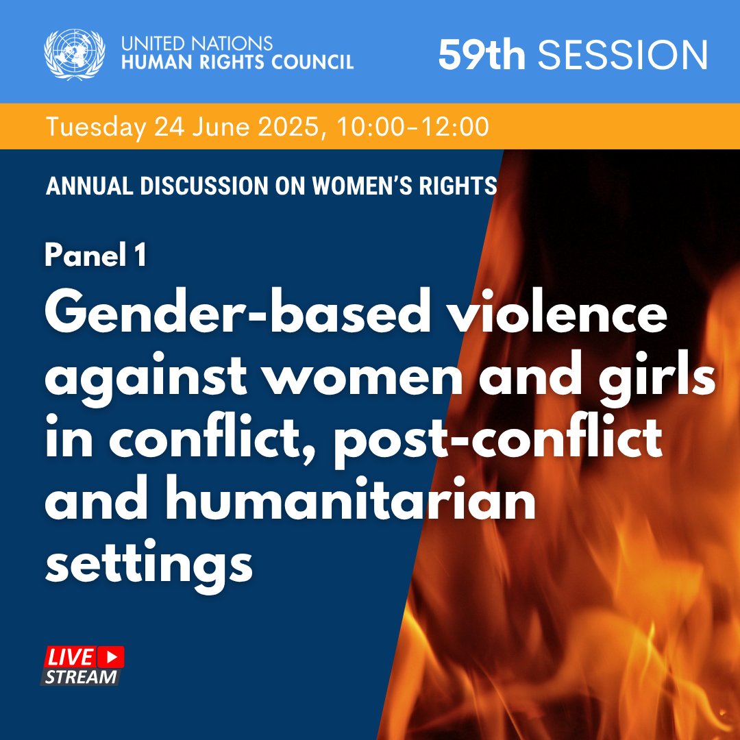 UN Human Rights Council (@un_hrc) on Twitter photo 🔴 #HRC59 PANEL
Speakers:
- <a href="/volker_turk/">Volker Türk</a>, chief <a href="/UNHumanRights/">UN Human Rights</a>
- Pramila Patten, Special Representative of the Secretary-General on Sexual Violence in Conflict (<a href="/endrapeinwar/">UN Against Sexual Violence in Conflict</a>)
- Grace Achan, <a href="/WomenAdvocacyNU/">Women's Advocacy Network Uganda</a>
- Nahla Haidar, chair, <a href="/CedawUn/">UN CEDAW</a>
- Clara Sandoval, <a href="/glsurvivorsfund/">Global Survivors Fund</a> 🔴 #HRC59 PANEL
Speakers:
- <a href="/volker_turk/">Volker Türk</a>, chief <a href="/UNHumanRights/">UN Human Rights</a>
- Pramila Patten, Special Representative of the Secretary-General on Sexual Violence in Conflict (<a href="/endrapeinwar/">UN Against Sexual Violence in Conflict</a>)
- Grace Achan, <a href="/WomenAdvocacyNU/">Women's Advocacy Network Uganda</a>
- Nahla Haidar, chair, <a href="/CedawUn/">UN CEDAW</a>
- Clara Sandoval, <a href="/glsurvivorsfund/">Global Survivors Fund</a>