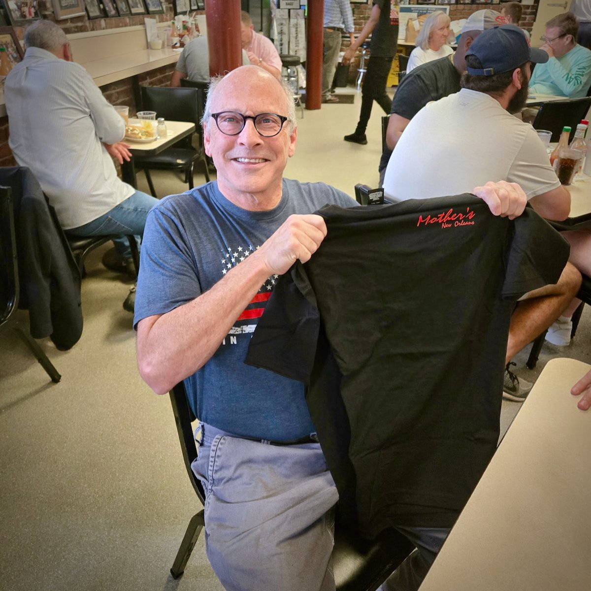 Andrew J., a loyal @ubereats super user was in the house! He has ordered from Mother's almost 150 times! Manager Alex G. presented him with a t-shirt. We're very appreciative of Andrew for his continued support and you can bet Alex will make sure his orders are perfect.