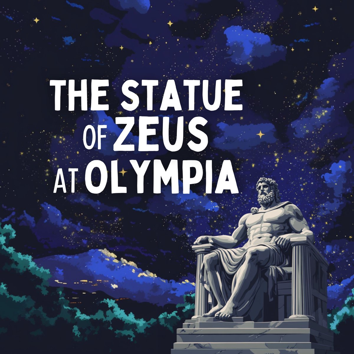 getsleepypod's tweet photo. Tonight on Get Sleepy, continue your journey through time to visit all Seven Wonders of the Ancient World in their heyday, as you travel to the Statue of Zeus at Olympia in Ancient Greece. ⚡️ Written by Jo, read by Thomas. #GetSleepy https://t.co/cEGkau7PfW