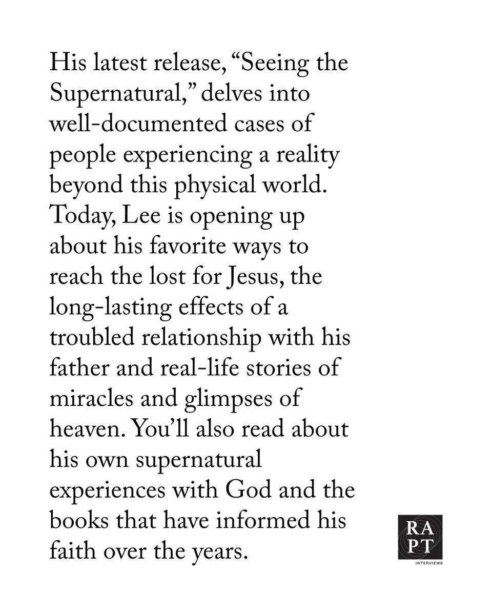 Rapt Interviews (@raptinterviews) on Twitter photo Today, <a href="/LeeStrobel/">Lee Strobel</a> is opening up about his favorite ways to reach the lost for Jesus, the long-lasting effects of a troubled relationship with his father and real-life stories of miracles and glimpses of heaven.
raptinterviews.com/features/lee-s… Today, <a href="/LeeStrobel/">Lee Strobel</a> is opening up about his favorite ways to reach the lost for Jesus, the long-lasting effects of a troubled relationship with his father and real-life stories of miracles and glimpses of heaven.
raptinterviews.com/features/lee-s…
