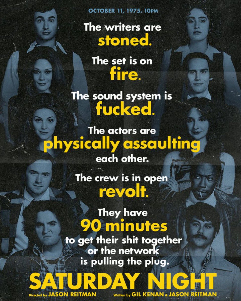Jason Reitman’s SATURDAY NIGHT (2024) screens at 7:30pm, tonight &amp; tomorrow, Monday &amp; Tuesday, June 23rd &amp; 24th, on a 35mm double feature with NATIONAL LAMPOON’S ANIMAL HOUSE (1978) at 9:50pm. Tickets: buff.ly/bRApLCP