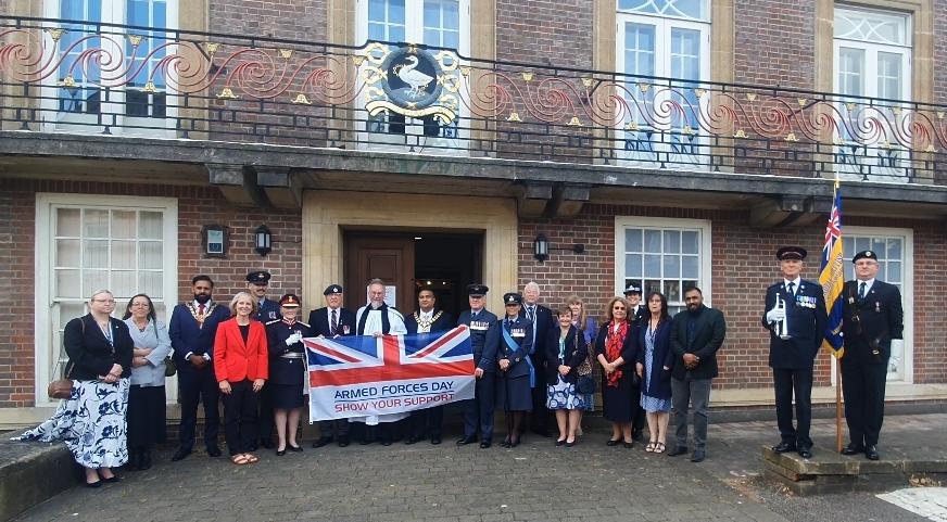 Today, Buckinghamshire Council’s Chairman, Cllr Sarfaraz Khan Raja, led two flag-raising ceremonies in Aylesbury &amp; High Wycombe to mark the official start of the commemorations leading up to Armed Forces Day on Sat 28 June.

Representatives from the Armed Forces were present.