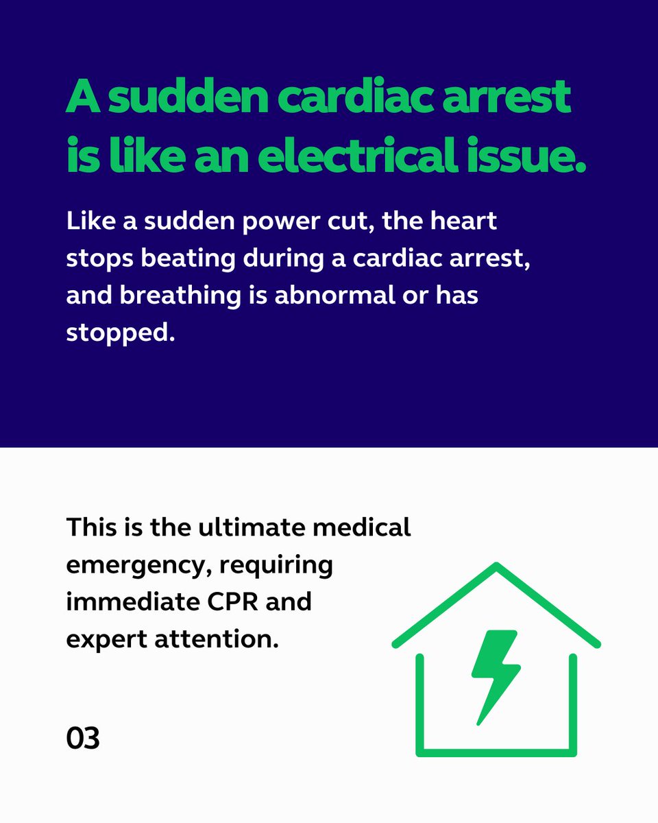 Did you know a cardiac arrest and a heart attack aren’t the same thing?

The terms get used like they mean the same emergency, but they don’t. Understanding the difference could help you respond the right way when it really matters.

👇 Scroll through the images below to learn
