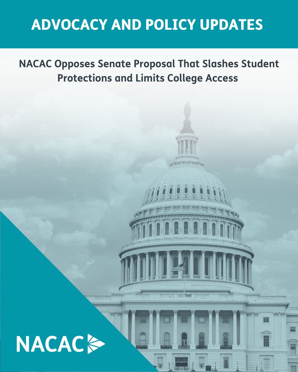 The Senate’s budget reconciliation proposal would cut key federal student aid programs, weaken oversight, &amp; make #college less accessible and affordable. #NACAC strongly opposes this plan. Read our full statement and analysis to understand what's at stake. ow.ly/VPWs50WeSeZ