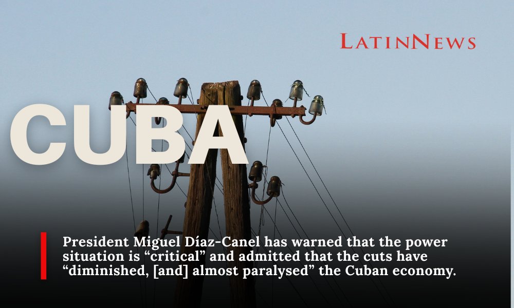 Officials warn Cuba can now meet only half of electricity demand. Blackouts of up to 20 hours are being reported as fuel shortages, failing infrastructure, and rising heat converge.

President Díaz-Canel calls the situation “critical”, admitting it has nearly paralysed the