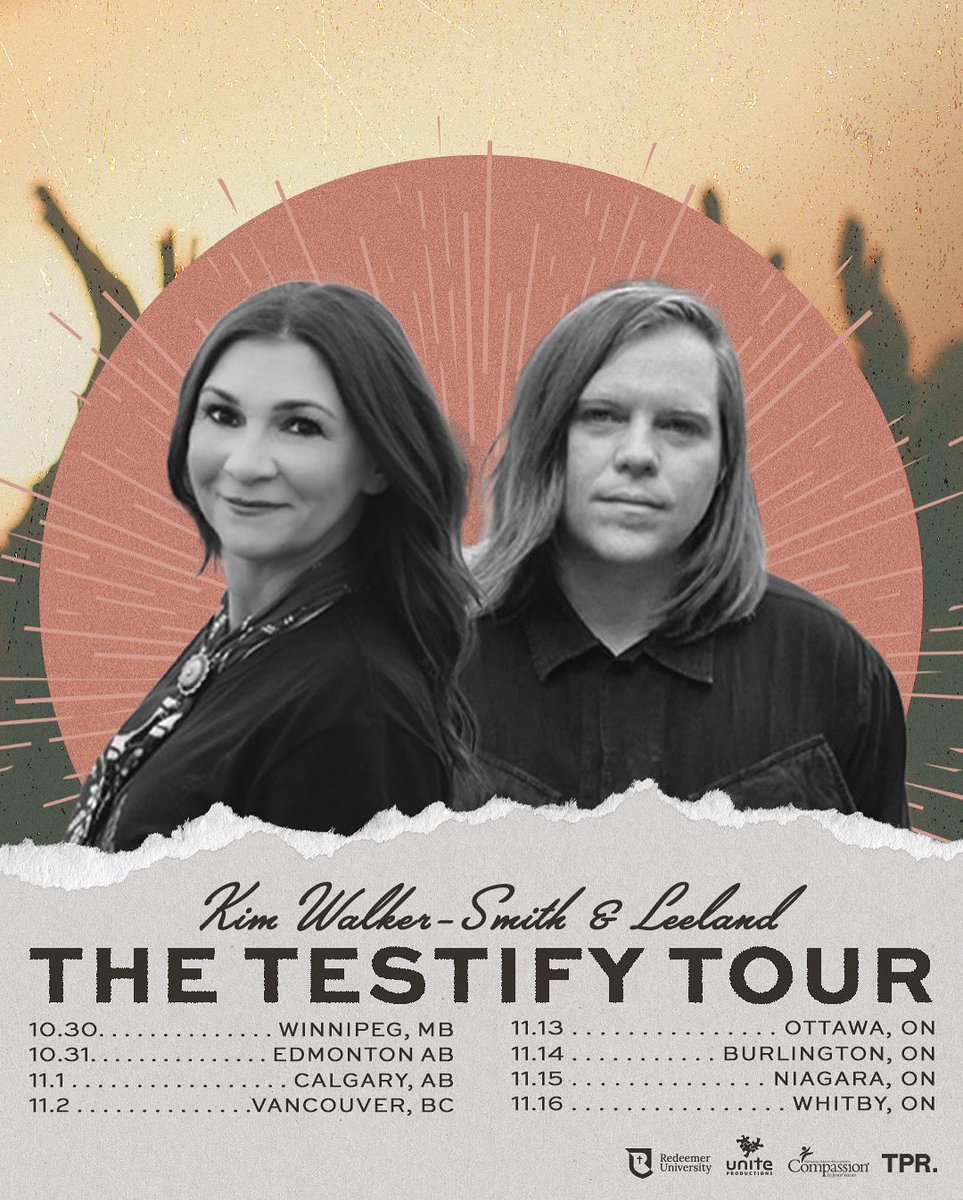 Kim Walker-Smith (@kimwalkersmith) on Twitter photo Canada!! 🇨🇦
I’m hitting the road with <a href="/leelandofficial/">leelandofficia</a> for the Testify Tour and tickets are ON SALE NOW! 🎟️
So excited to worship with you this fall — grab your tickets at kimwalkersmith.com Canada!! 🇨🇦
I’m hitting the road with <a href="/leelandofficial/">leelandofficia</a> for the Testify Tour and tickets are ON SALE NOW! 🎟️
So excited to worship with you this fall — grab your tickets at kimwalkersmith.com