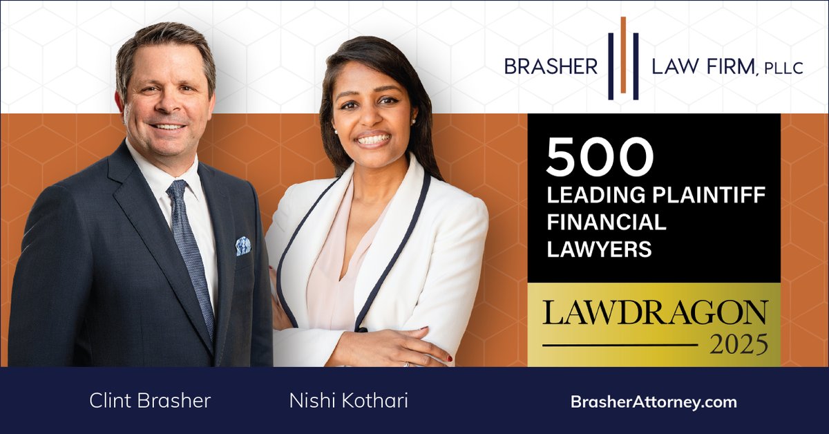 Clint Brasher and Nishi Kothari are being recognized again on the <a href="/lawdragon_news/">Lawdragon</a> 500 Leading Plaintiff Financial Lawyers list for 2025. Read more at brasherattorney.com/two-brasher-la…. #leadinglawyers #legal #lawyer #insurancelaw #personalinjury #badfaithinsurance #stormdamage