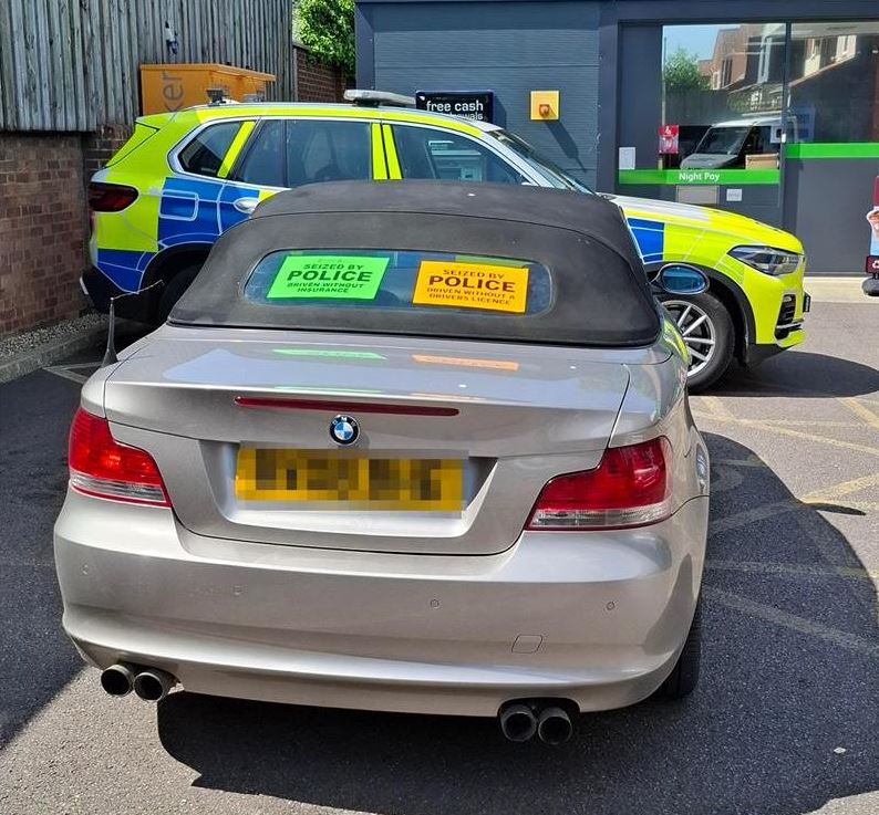 NSRAPT's tweet image. Another vehicle seized by the team in Norwich over the weekend.
This car was stopped for having no insurance but it also turned out the driver only had a provisional licence!