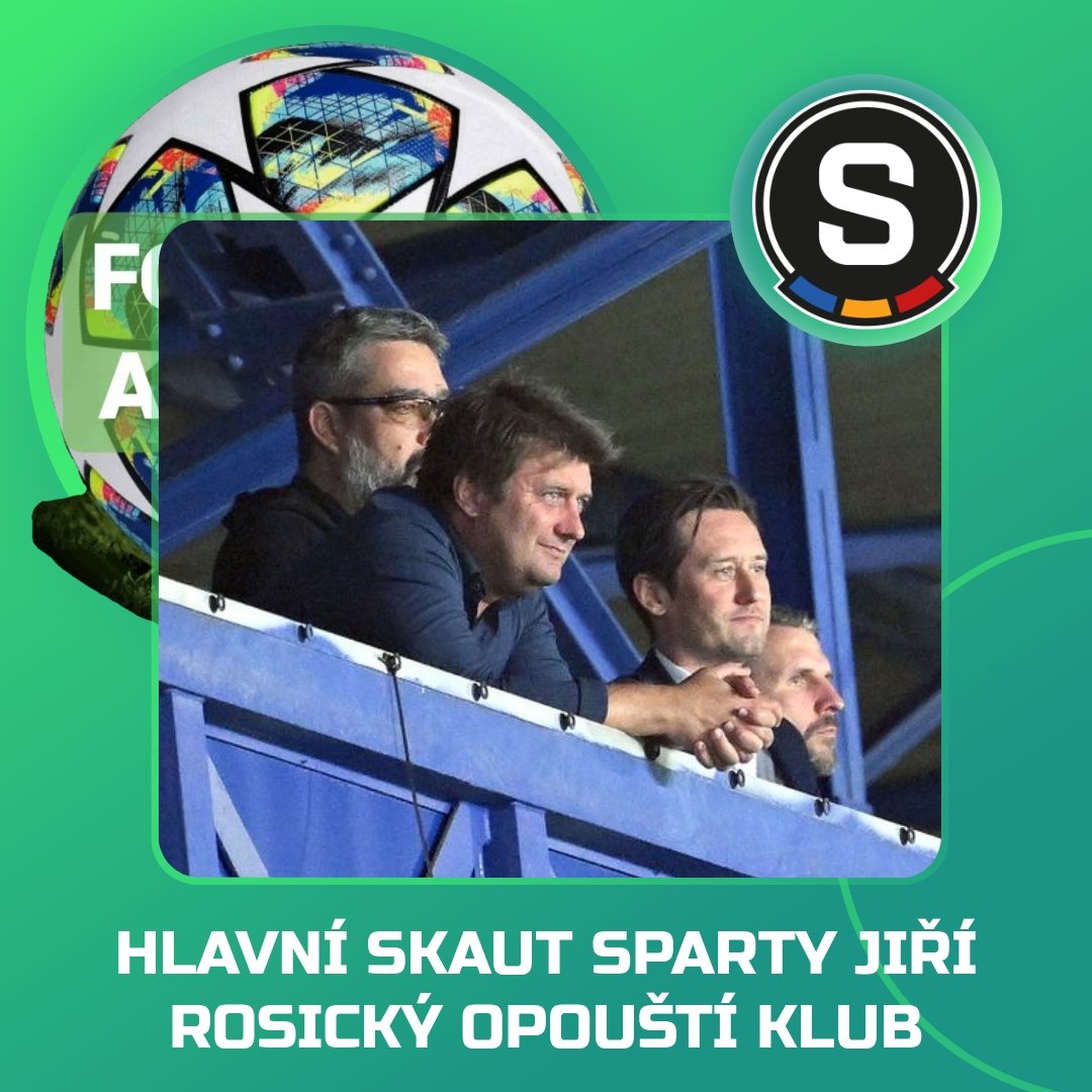 FotbalAktuality's tweet photo. Šéf skautingového oddělení Sparty Jiří Rosický po dohodě s nejvyšším vedením oficiálně odchází z klubu. 👔❌️
#JiriRosicky #ACSpartaPraha #ChanceLiga https://t.co/IW9TWH7V8X