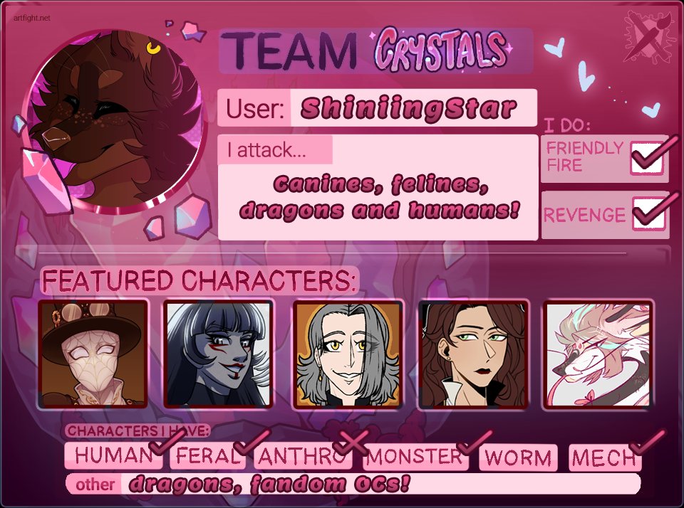 HERE WE GO AGAIN PEOPLE!!! #ARTFIGHT2025 ✨️💕
artfight.net/~ShiniingStar