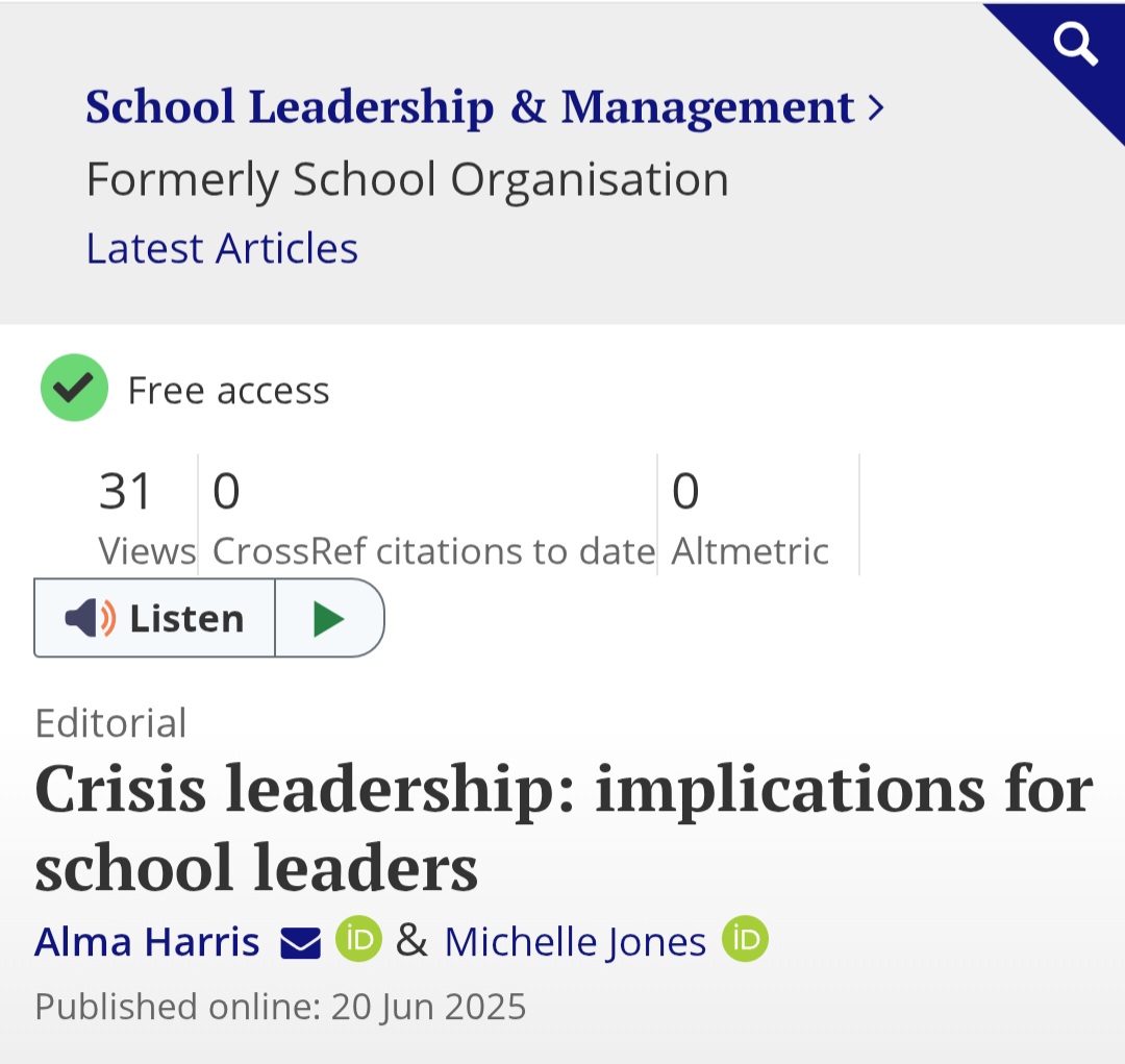 Nicola Sum(PhD, NPQH) (@sumtales) on Twitter photo #newpub <a href="/slamjrnl/">SLAMJRNL</a>
From <a href="/AlmaHarris1/">Professor Alma Harris</a> and <a href="/MichelleSJones1/">Professor Michelle Jones</a>
Open access:
shorturl.at/KiMHQ #newpub <a href="/slamjrnl/">SLAMJRNL</a>
From <a href="/AlmaHarris1/">Professor Alma Harris</a> and <a href="/MichelleSJones1/">Professor Michelle Jones</a>
Open access:
shorturl.at/KiMHQ