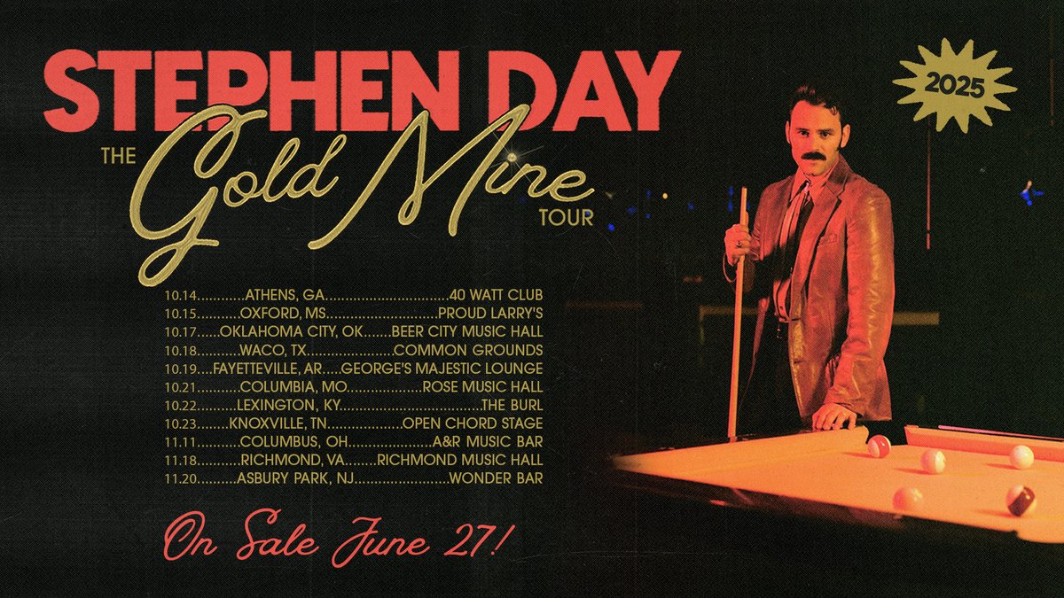 heystephenday's tweet image. Gold Mine Tour ROUND TWO baby!! These songs need to breathe a little more!
My artist pre-sale goes up tomorrow at 10 a.m. local. Text "GOLD" to +1 (615) 240-2869 to get the code for tickets before they're officially on sale THIS FRIDAY, June 27 at 10 a.m. local.