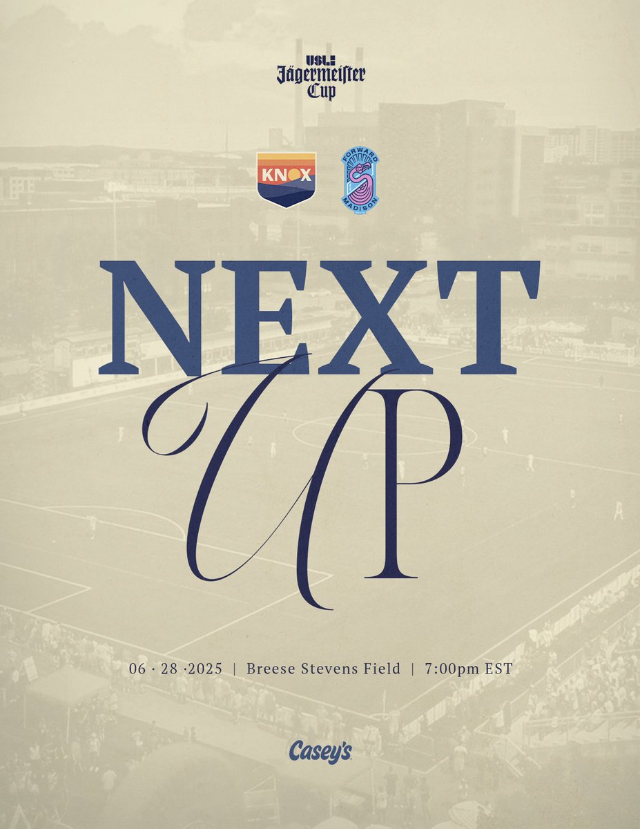 One Knoxville Sporting Club (@oneknoxsc) on Twitter photo NEXT UP โก๏ธ we are away this weekend as we take on <a href="/ForwardMSNFC/">Forward Madison FC</a> in the <a href="/USL_Cup/">USL Jรคgermeister Cup</a>!
#caseysawaydays | <a href="/caseysgenstore/">Casey's</a> NEXT UP โก๏ธ we are away this weekend as we take on <a href="/ForwardMSNFC/">Forward Madison FC</a> in the <a href="/USL_Cup/">USL Jรคgermeister Cup</a>!
#caseysawaydays | <a href="/caseysgenstore/">Casey's</a>