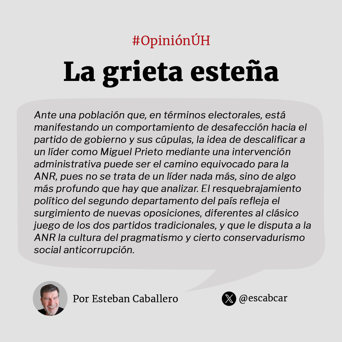 #OpiniónÚH | La grieta esteña, por <a href="/escabcar/">Esteban Caballero</a> 

📍 Lea más: ultimahora.com/la-grieta-este…