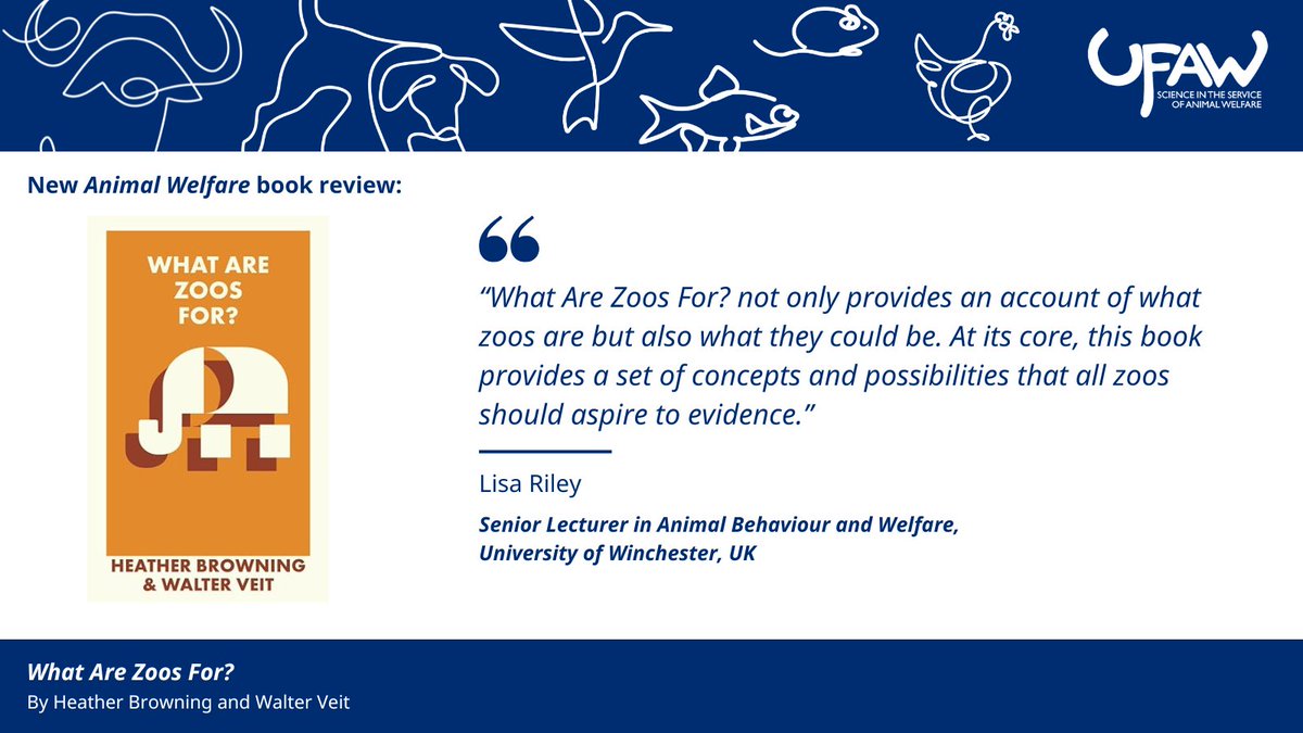 AW_TheJournal's tweet image. π NEW BOOK REVIEW π
Check out the latest book review published in Animal Welfare:
What Are Zoos For? By Heather Browning and Walter Veit. Reviewed by Lisa Riley.
π Read the full review here: ow.ly/IY9j50WeShw
#AnimalWelfare #AnimalWelfareScience