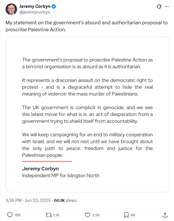 daverich1's tweet image. There is a fundamental dishonesty in the way that supporters of Palestine Action describe their activities. If you think smashing up offices, banks and factories is justified for the cause, say so. Don't hide behind euphemisms like "democratic right to protest".