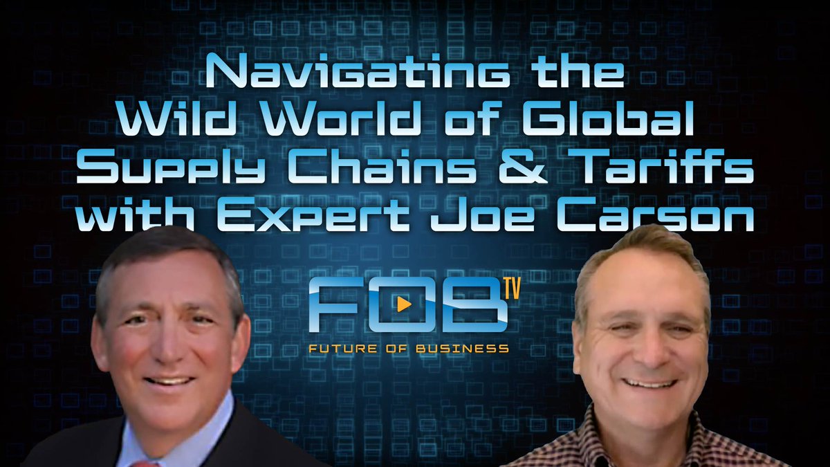 FOBtv (@fobtv_channel) on Twitter photo In this latest episode of #FOBtv, <a href="/krbenedict/">Kevin R Benedict</a> talks with supply chain expert <a href="/joecarson2500/">Joe Carson</a> on weaponizing tariffs, disrupting supply chain and more! Watch : youtu.be/7ghjaHC47Vg
#supplychain #supplychainmanagement #globalsupplychain #tariffs #futureofbusiness #FutureLeaders In this latest episode of #FOBtv, <a href="/krbenedict/">Kevin R Benedict</a> talks with supply chain expert <a href="/joecarson2500/">Joe Carson</a> on weaponizing tariffs, disrupting supply chain and more! Watch : youtu.be/7ghjaHC47Vg
#supplychain #supplychainmanagement #globalsupplychain #tariffs #futureofbusiness #FutureLeaders