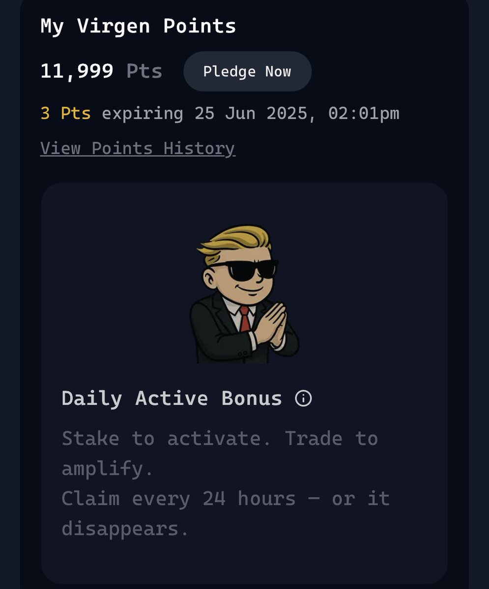 Just hit 11,999 VP points!🔥
Every point is a reminder: progress takes persistence. One step closer, every single day. Let’s keep building💙 <a href="/virtuals_io/">Virtuals Protocol</a>