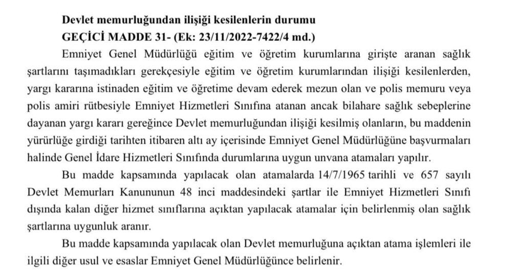 elif_gulec28's tweet photo. @avabdullahguler @MDervisogluTR Bizler polis okulundaki tüm eğitimlerimizi tamamlayıp mesleğe başladık aylarca hatta yıllarca görev yaptıktan  sonra sağlık şartlarına uymadığımız gerekçesiyle meslekten ilişiğimiz kesildi daha önce çıkarılan gih kanunun yeniden çıkarılmasını istiyoruz. https://t.co/sFesLeXy1h