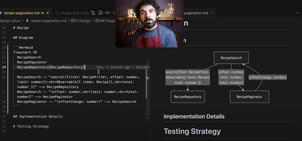 yjaaidi's tweet image. Why prompt and pray when you can work on a design doc β including Mermaid diagrams and test cases β with your AI assistant?
π meet #ChartedCoding
youtu.be/8z9tUsSoros
