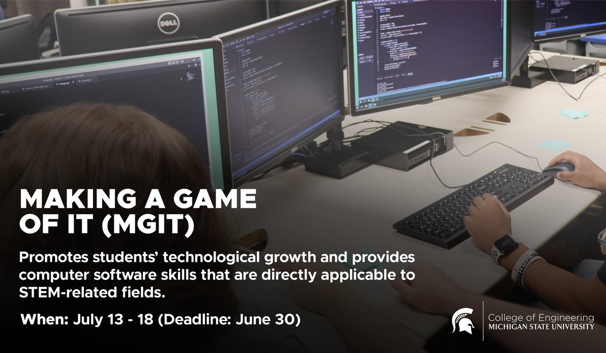 Apply by June 30 to join MSU’s coding and game design camp. This camp runs July 13–18 and is open to all rising 11th–12th graders and all recent graduates. Build a video game, learn Python, and explore computer science on campus!
Apply now:bit.ly/4kWCW2x
