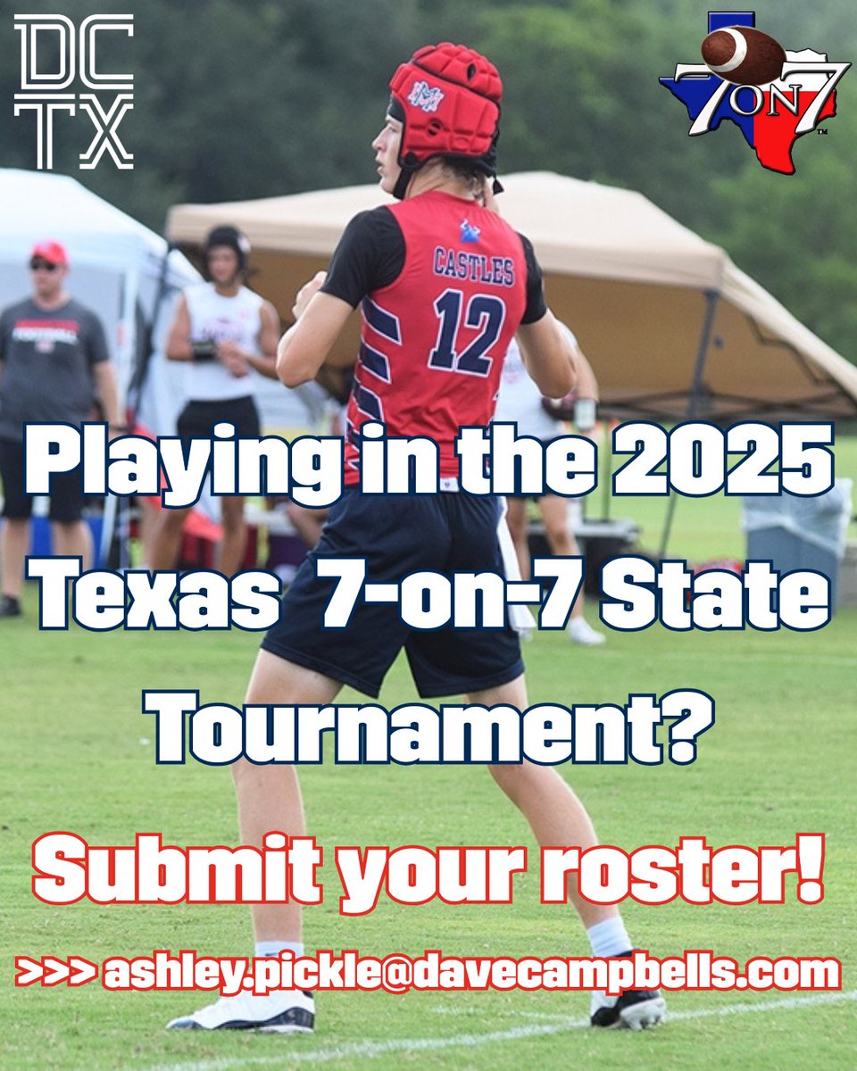 Dave Campbell's Texas Football — TexasFootball.com (@dctf) on Twitter photo We're still missing a few rosters for the #TX7on7 State Tournament this week. 👀
If you haven't yet, please submit your roster to <a href="/ashley_pickle12/">Ashley Pickle</a>!
#DCTX #TXHSFB #TexasFootball #7on7 | <a href="/Matt_Stepp817/">Matt Stepp</a> We're still missing a few rosters for the #TX7on7 State Tournament this week. đź‘€
If you haven't yet, please submit your roster to <a href="/ashley_pickle12/">Ashley Pickle</a>!
#DCTX #TXHSFB #TexasFootball #7on7 | <a href="/Matt_Stepp817/">Matt Stepp</a>