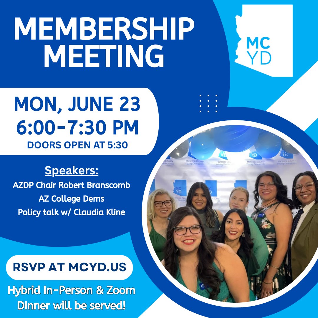 Hey everyone! Just a reminder, we have our membership meeting tonight! We have some amazing guests this month! Food will also be served! We hope to see you there. Please register at our linktree at MCYD.us