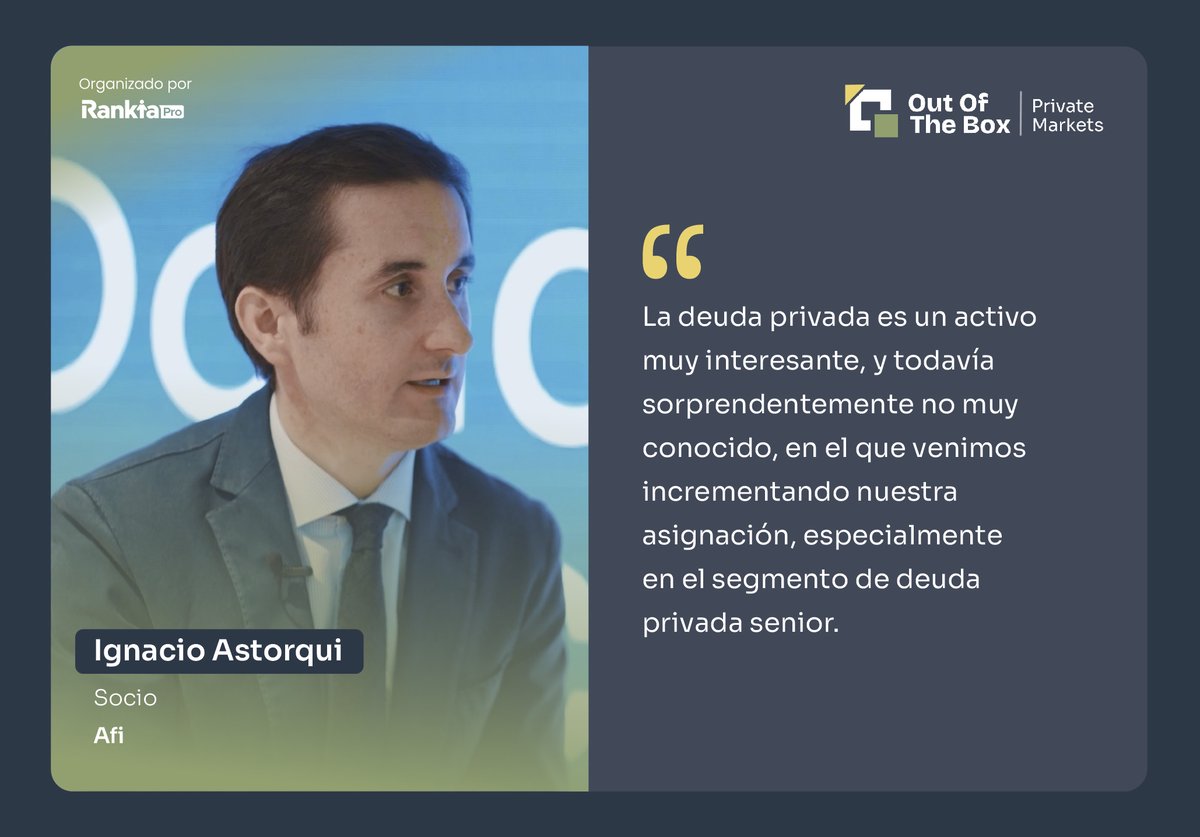 RankiaPro's tweet image. 🗣️ @IgnacioAstorqui, socio de @Afi_es:  "La deuda privada es un activo muy interesante en el que venimos incrementando nuestra asignación".

Puedes ver la entrevista al completo aquí 👉🏼 rankiapro.com/es/entrevistas…

📌 #OutOfTheBox #EventosRankiaPro #MercadosPrivados #RankiaPro