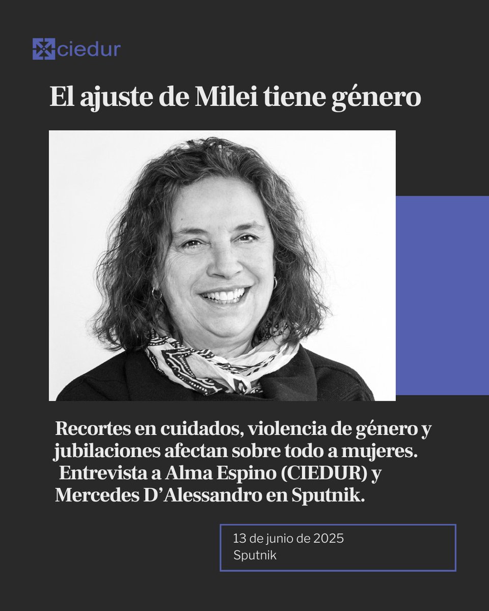 📉 La motosierra de <a href="/JMilei/">Javier Milei</a> golpea más fuerte a las mujeres

En entrevista con <a href="/SputnikMundo/">Sputnik Mundo</a>, las economistas Alma Espino - <a href="/ciedur/">CIEDUR</a> y <a href="/dalesmm/">Mercedes DAlessandro</a> advierten que el ajuste en Argentina no es neutro: afecta de forma directa a las mujeres, sobre todo a las más pobres

🔻 ¿Qué recortó...
